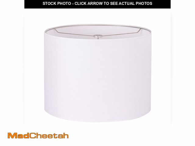 Lot 74-14215096 - Wellmet Self-assembly Lampshade, White, 14" Top x14" Bottom x11" High, Drum Lampshade for Table Lamp...