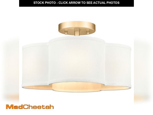 Lot 74-13566416 - Audickic Gold Semi Flush Mount Ceiling Lights, 14" 4-Light Ceiling Light Fixtures with Fabric Shade ...