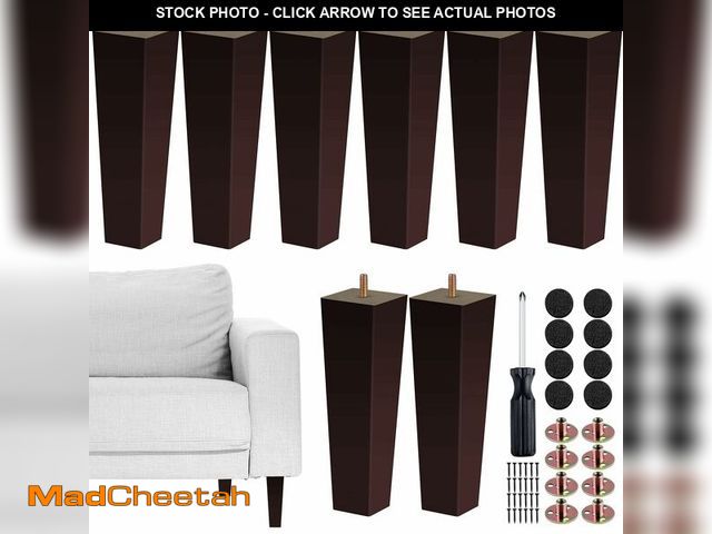 Lot 74-14386092 - TURSTIN Set of 8 Furniture Legs 8 Inch Square Solid Wood Couch Legs Replacement Sofa Legs Mid Centur...