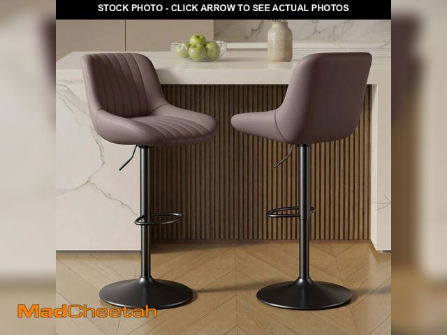 Lot 74-13780264 - Daluvenix Adjustable Bar Stools Set of 2, Swivel Kitchen Bar Chairs with Back, Modern Tech Fabric Is...