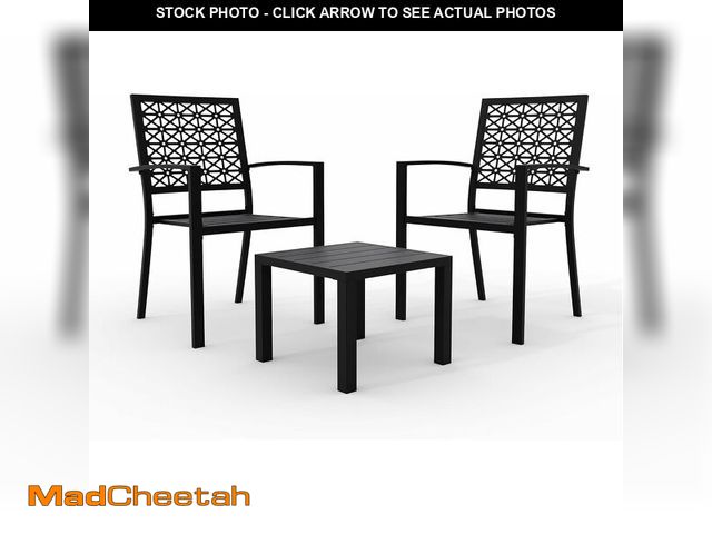 Lot 74-12827815 - GAOMON 3 Piece Patio Bistro Set, Outdoor Patio Furniture Set with Coffee Table, Conversation Sets fo...