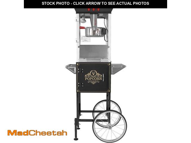 Lot 74-12558808 - SKYSHALO Popcorn Maker with Cart, 850 W Popcorn Popper Machine, 8 oz. Kettle Makes 48-Cups per Batch...