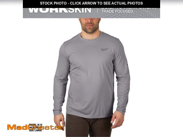 Lot 74-14449575 - Milwaukee Men's Work Skin Large Gray Light Weight Performance Long-Sleeve T-Shirt 415G-L - UNUSED