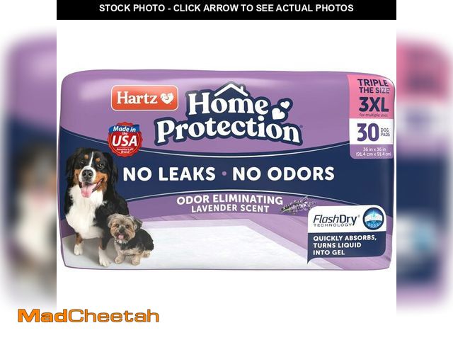 Lot 74-12760180 - Hartz Home Protection Lavender Scented Dog Pads, 3XL 30 Count, Super Absorbent &amp; Won't Leak, Odo...