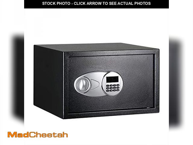 Lot 74-12098045 - Basics Steel Security Safe and Lock Box with Electronic Keypad, Easy to Use, Secure Cash, Jewelry, D...