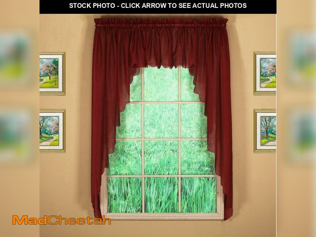 Lot 74-12717930 - Today's Curtain Emelia Original Voile Swagger Pair 63", Burgundy, 90" W x 63" L - USED