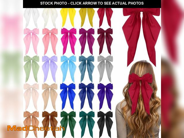 Lot 74-12439450 - Mimorou 25 Pcs Satin Hair Bows Bulk Silky Big Hair Bows for Women Oversized Long Tail Ribbons Large ...