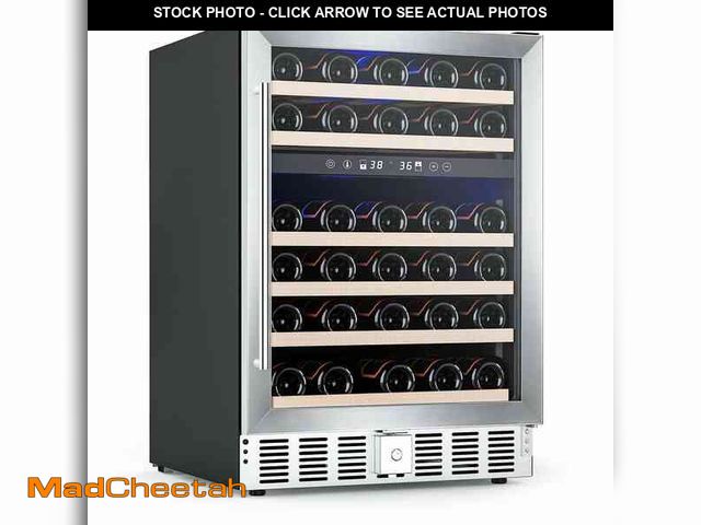 Lot 74-12638474 - COWSAR 23.43 in. Dual Zone 52-Bottle or 56-Cans Free Standing/ Built-in Beverage and Wine Cooler in ...