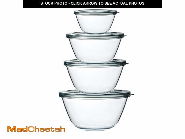 Lot 74-12714449 - M MCIRCO Glass Mixing Bowls with Lids, 4 Packs Glass Bowl Set, Nesting Bowls for Meal Prep, Food Sto...
