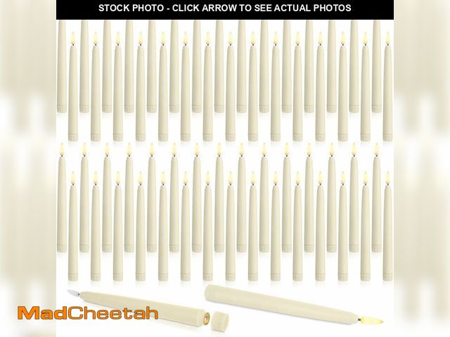 Lot 74-14294848 - Baquler 72 Pcs Flameless Taper Candles LED Taper Candles Flickering Bulk Ivory LED Candlestick for E...