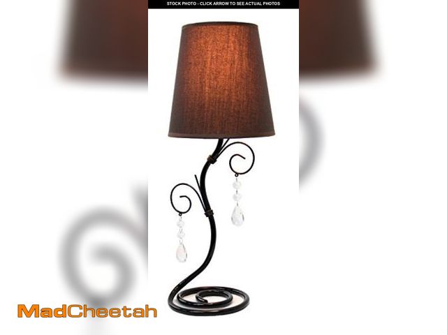 Lot 74-12096479 - Simple Designs LT2010-BWN Black Twisted Vine Hanging Crystals Table Lamp, Brown - UNUSED
