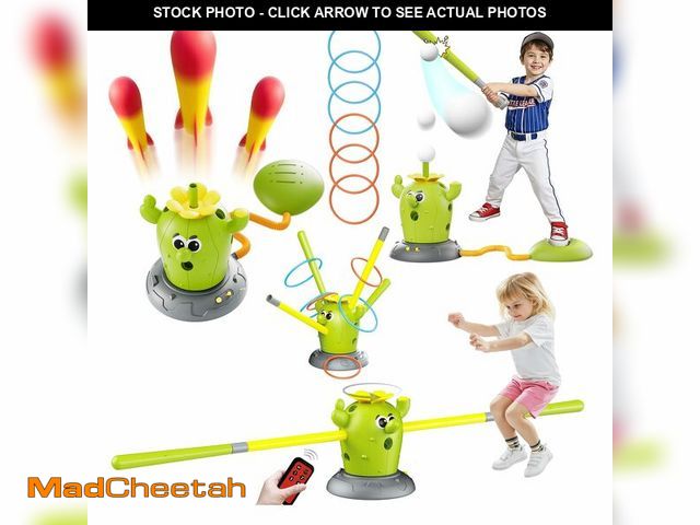 Lot 74-14300512 - Oppvoci Rocket Launcher Toy Set for Kids Ages 3-8, 4-in-1 Cactus Outdoor Play Set with Ring Toss, Ba...