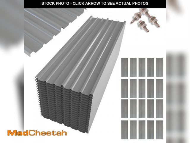 Lot 74-12388931 - NeatiEase 20 Pcs Metal Roofing Panels, 6.1 Feet Corrugated Galvanized Roofing Panels Metal Siding Pa...