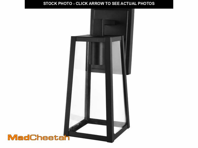 Lot 74-12857894 - (MISSING HARDWARE ) Better Homes &amp; Gardens 12.5"H Modern Black Outdoor Wall Light, ST19 Bulb Not...