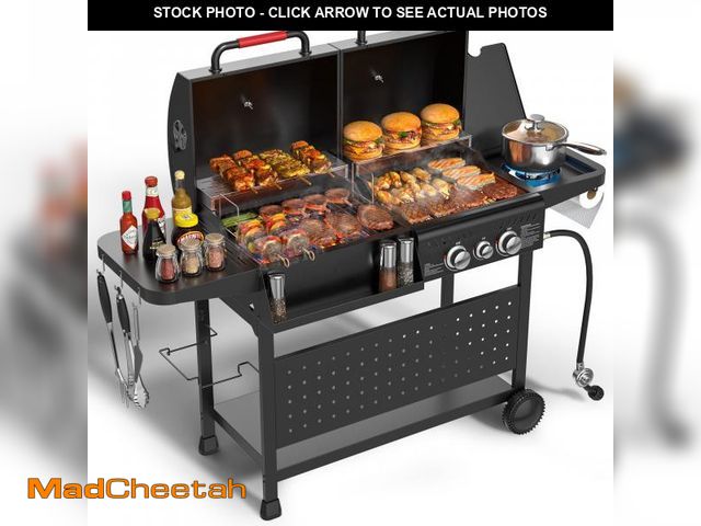 Lot 74-14604823 - 3-Burner Gas &amp; Charcoal Grill Combo with 30,000 BTU, Dual Fuel BBQ Grill, 748 SQ.in Cooking Spac...
