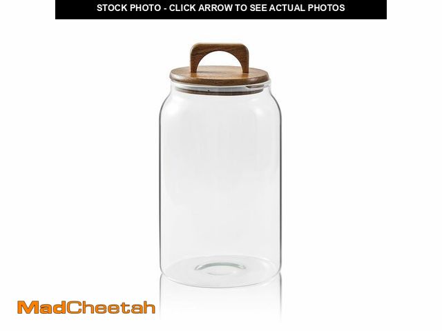 Lot 74-14065117 - Sweejar Large Glass Candy Jars with Wooden Lids, 1 Gallon Glass Jar with Lid, Sugar/Flour Storage Co...