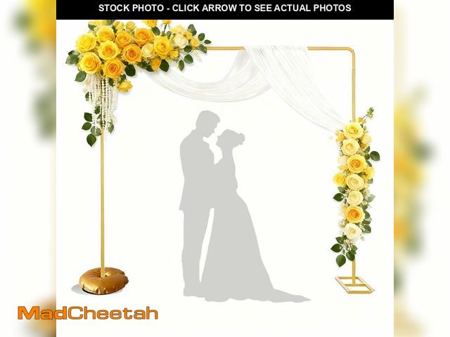 Lot 74-12708286 - 2025 6.6FTx6.6FT Wedding Square Backdrop Stand, Gold Wedding Arch Backdrop Stand for Birthday Party,...