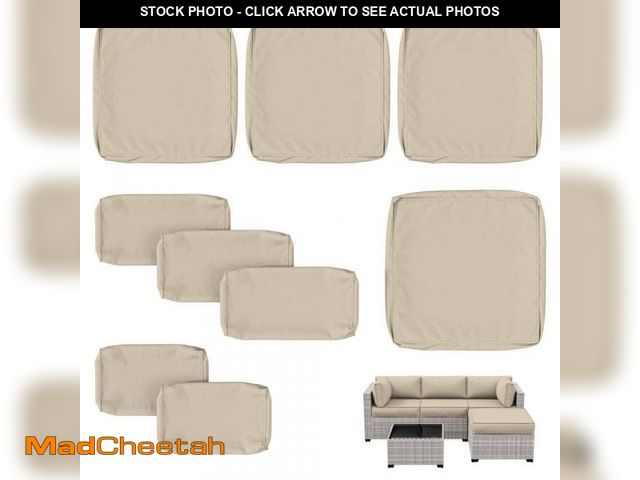 Lot 74-12463230 - WNP 9-Piece 25.6 in. Outdoor Patio Replacement Slip Covers for 4-Seater Furniture Cushion Cream (Cov...