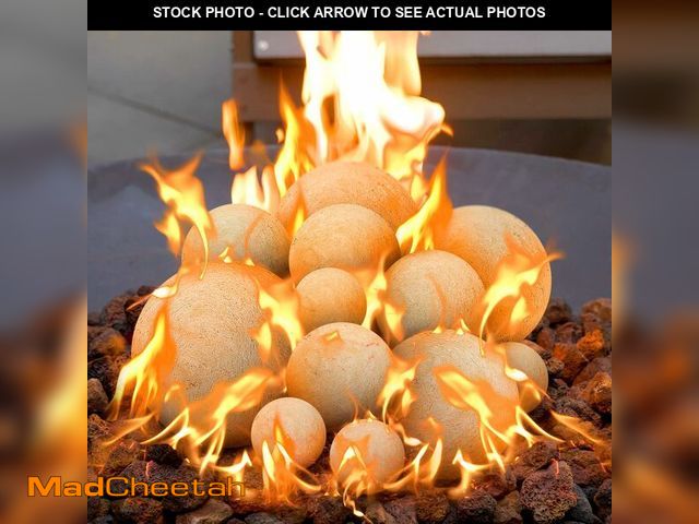 Lot 74-12705514 - Sasylvia 12 Pack Ceramic Fire Balls Fire Pit Balls, Mixed of 4 Size Ceramic Fiber Fireplace Modern A...