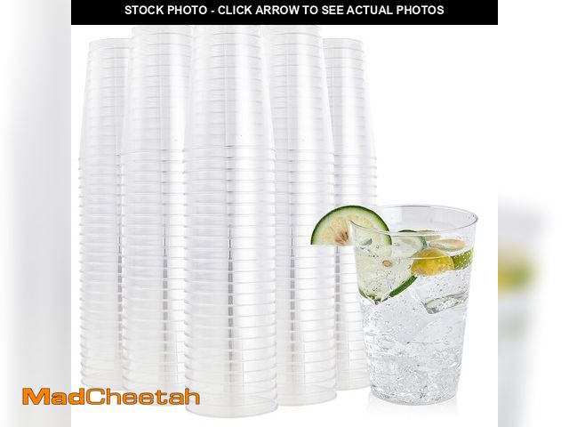 Lot 74-14275259 - FOCUSLINE 200 Pack 12 oz Clear Plastic Cups, Disposable Cups Reusable Plastic Tumblers, Heavy-duty 1...