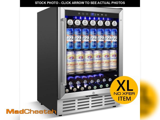 Lot 74-12659567 - Hooure 24 in. 4.9 cu. ft. Built-in/Freestanding Indoor/Outdoor Beverage Refrigerator for 186-Cans (G...