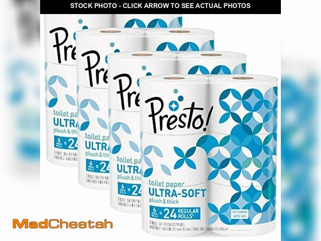 Lot 74-12365810 - (MISSING ONE PACK) Brand - Presto! 2-Ply Ultra-Soft Toilet Paper, 24 Family Mega Rolls = 120 regular...