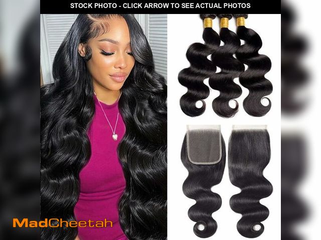 Lot 74-13565007 - 12A Body Wave Human Hair Bundles with Closure 20 22 24+18 Inch 100% Unprocessed Brazilian Virgin Bod...