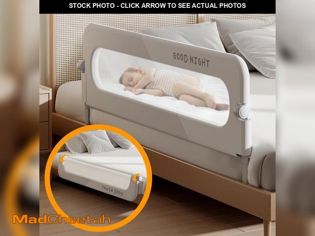 Lot 74-12144751 - (MISSING HARDWARE) Foldable Toddler Bed Rails - Kids Guard Bumper for Crib Safe Bed Side Rail for Tw...