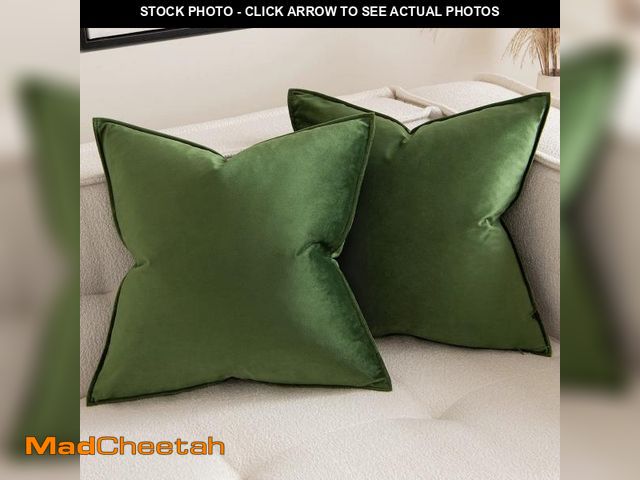 Lot 74-11553720 - MIULEE Moss Green Decorative Velvet Throw Pillow Covers Soft Pillow Covers Spring Soild Square Cushi...