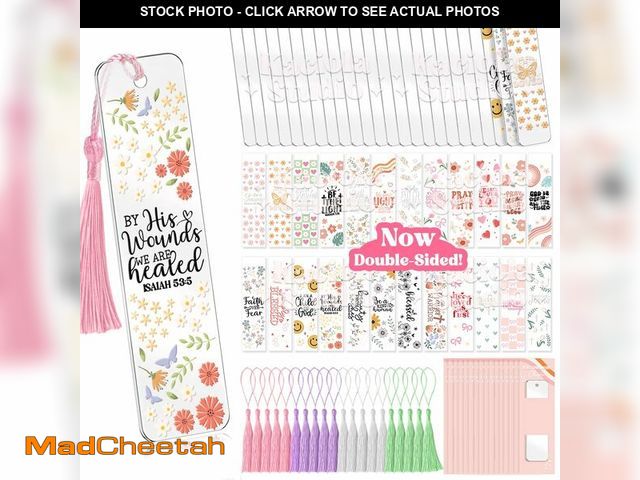 Lot 74-13570856 - Kaciola 24PCS Acrylic Bookmark Blanks with 24PCS Faith Theme UV DTF Stickers and 4 Colors Tassels,Bl...