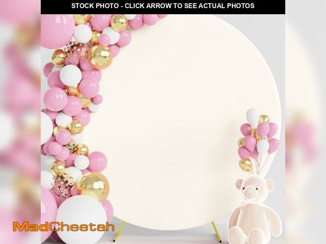 Lot 74-13956037 - Wokceer 7.2FT Round Backdrop Cover Round Arch Covers Ivory Spandex Circle Balloon Arch Backdrop Cove...