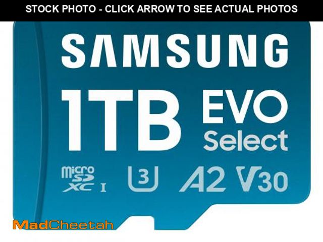 Lot 74-12441917 - Samsung EVO Select microSD Memory Card + Adapter, 1TB microSDXC, Up-to 160 MB/s, 4K UHD, UHS-I, C10,...