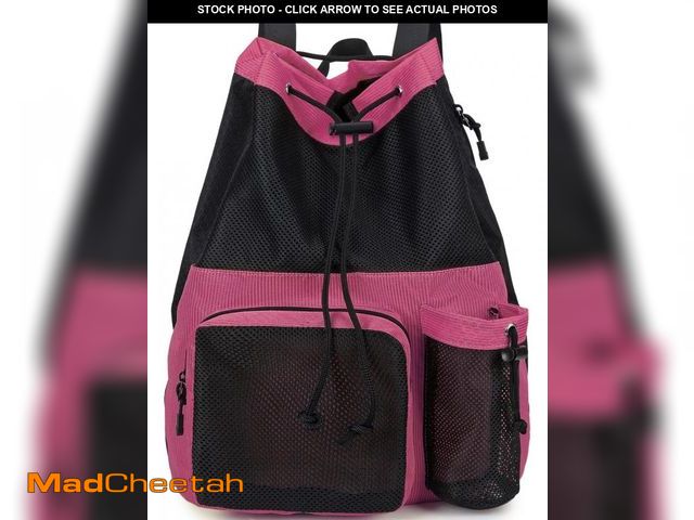 Lot 74-12309533 - Lohol Large Mesh Drawstring Backpack with Shoe Bag, Durable Swimming String Sack with Handle for Spo...