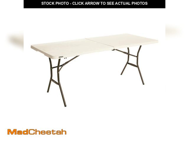 Lot 74-12900804 - Lifetime 6 ft. Fold-in-Half Table: Almond - USED