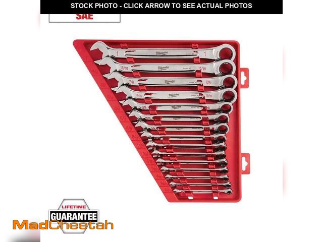 Lot 74-13135233 - Milwaukee SAE Ratcheting Combination Wrench Set (15-Piece) - UNUSED