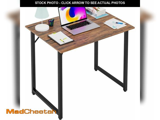 Lot 74-13331691 - PayLessHere | 32 Inch Computer Desk | Brown | Office Desk with Metal Frame, Adjustable Feet | Water-...