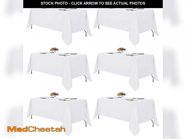 Lot 74-12306562 - Fitable White Tablecloths for Rectangle Tables, 6 Pack - 70 x 120 Inches - Reusable and Washable Tab...