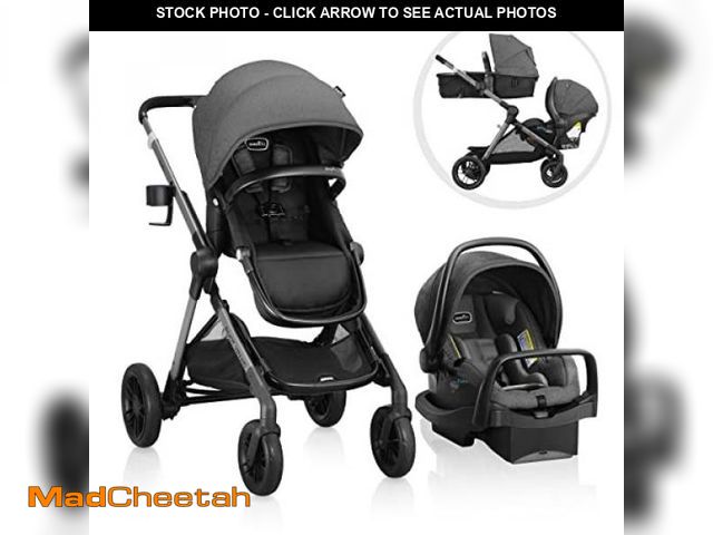 Lot 74-12133543 - Evenflo Pivot Xpand Travel System with LiteMax Infant Car Seat - Sabino Gray - USED