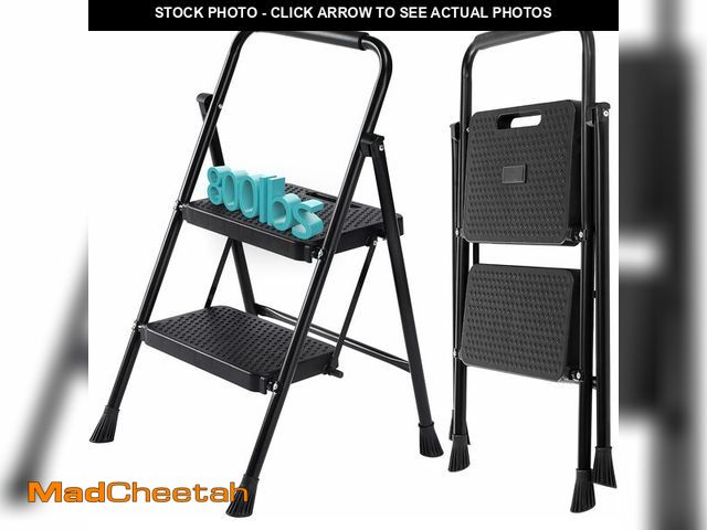 Lot 74-12633339 - SMUG Step Ladder, 2 Step Stool Foldable with Anti-Slip Pedal &amp; Comfortable Handrail, 800lbs Capa...