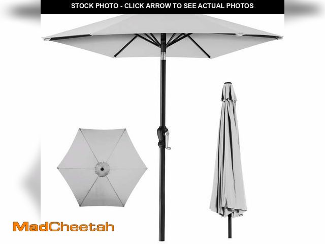 Lot 74-14324563 - Best Choice Products 10ft Outdoor Steel Market Patio Umbrella w/ Crank, Tilt Push Button, 6 Ribs - F...