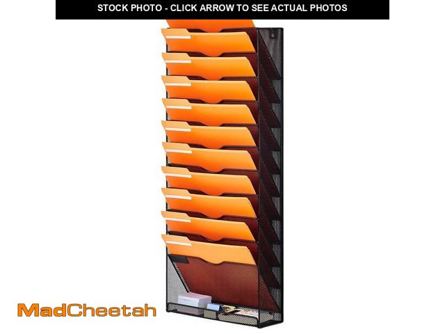 Lot 74-13002533 - *DENTED* SKYSHALO File Wall Rack, One-Piece 12 Pockets Mesh Wall File Holder, Wall Mounted Magazine ...