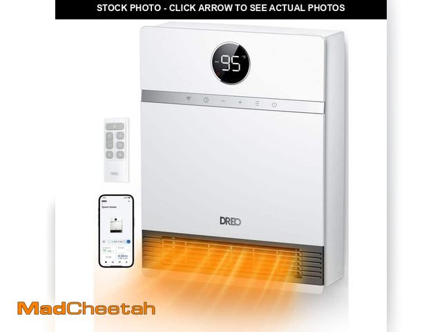 Lot 74-13038370 - DREO 1500W Smart Wall Mount Ceramic Heater, Furnace, w/Remote 30ÃâÃÂ° Oscillation, Adj Thermosta...