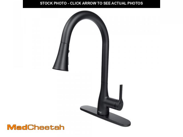 Lot 74-12365125 - FLOW Classic Series Single-Handle Pull-Down Sprayer Kitchen Faucet in Matte Black - UNUSED