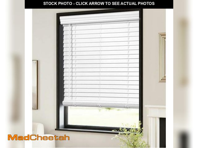Lot 74-12412649 - *SEE DETAILS* LazBlinds 2-inch Cordless Faux Wood Blinds with Royal Valance, Room Darkening Horizont...