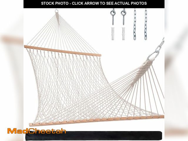 Lot 74-13074633 - GLOSSDAY 13 FT Rope Hammock, Outdoor Double Hammock for Large Woven, Cotton Rope Hammocks for Outsid...