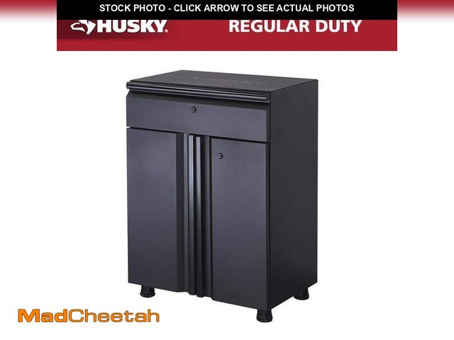 Lot 74-13610243 - Husky Regular Duty Welded 24-Gauge Steel 1-Drawer 2-Door Garage Base Cabinet in Black (24 in. W x 33...