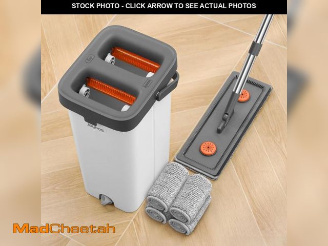 Lot 74-12218665 - MOPALL Mop and Bucket with Wringer Set for Home, Hands-Free Flat Mop and Bucket Set for Floor Cleani...