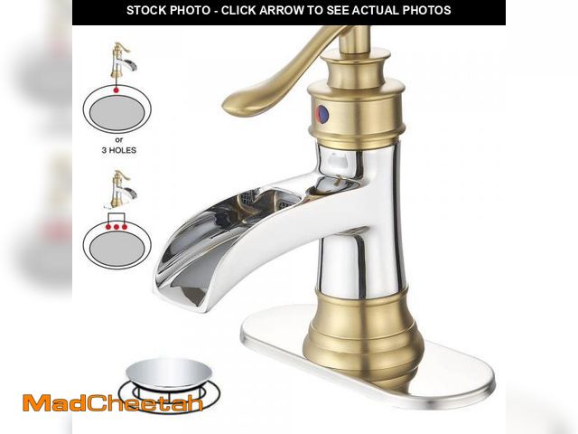 Lot 74-12364970 - BWE Waterfall Single Handle Single Hole Low-Arc Bathroom Faucet Bathroom Drip-Free Vanity Sink Fauce...