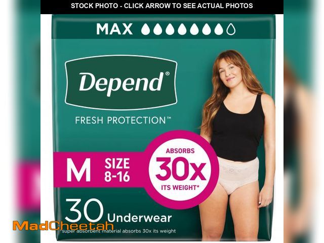 Lot 74-12435028 - Depend Fresh Protection Adult Incontinence &amp; Postpartum Bladder Leak Underwear for Women, Dispos...