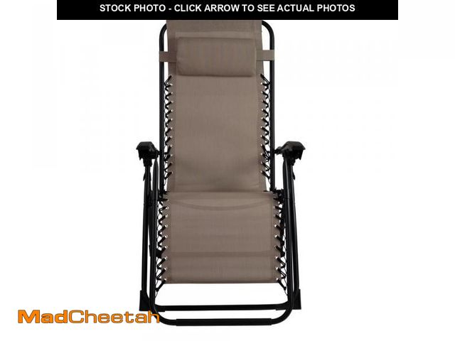 Lot 74-12492440 - Patio Premier Metal Outdoor Recliner Gravity Chair in Taupe - UNUSED